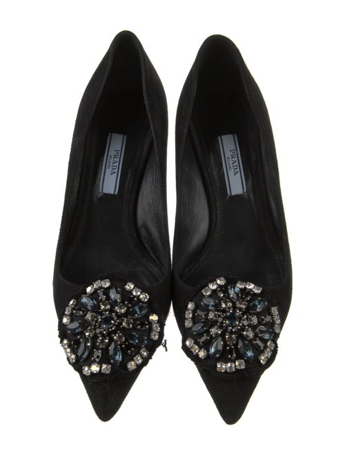 Prada Suede Crystal Embellishments Pumps