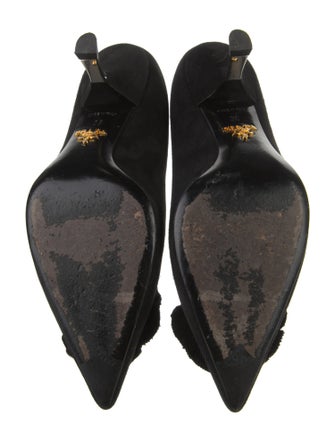 Prada Suede Crystal Embellishments Pumps