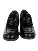 Prada Enameled Metal Triangle Leather Loafers