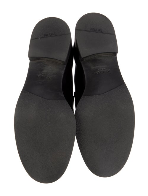 Prada Enameled Metal Triangle Leather Loafers