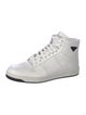 Prada Enameled Metal Triangle Leather Sneakers