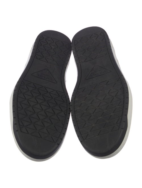 Prada Enameled Metal Triangle Leather Sneakers