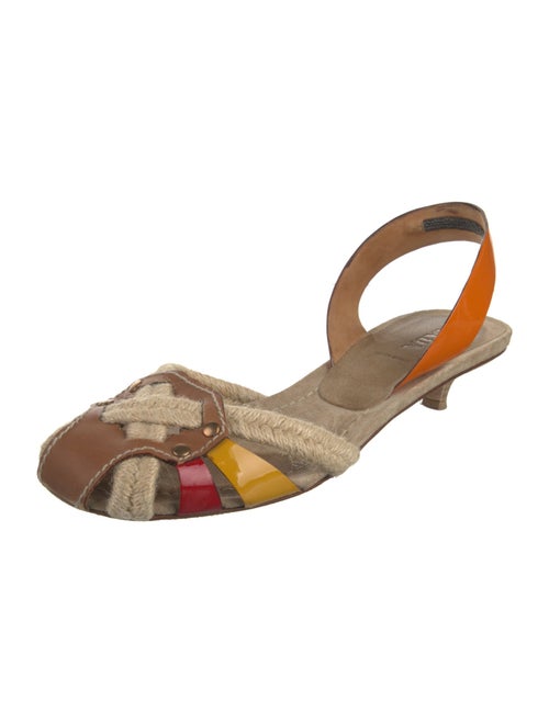 Prada Patent Leather Colorblock Pattern Slingback Sandals