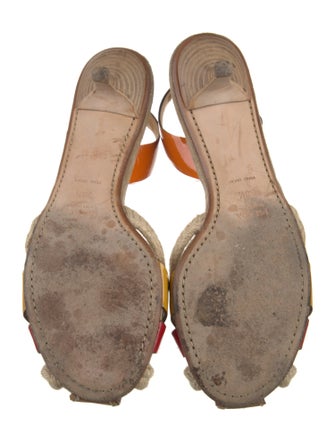 Prada Patent Leather Colorblock Pattern Slingback Sandals