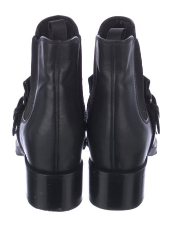 Prada Leather Fringe Trim Accent Chelsea Boots