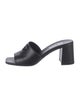 Prada Enameled Metal Triangle Saffiano Leather Slides