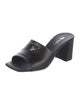 Prada Enameled Metal Triangle Saffiano Leather Slides