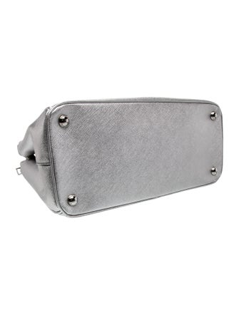 Prada Enameled Metal Triangle Galleria Double Zip Mini