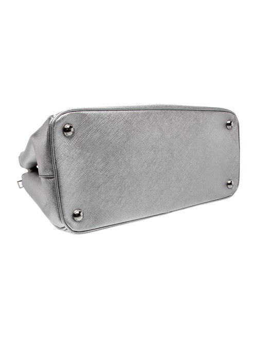 Prada Enameled Metal Triangle Galleria Double Zip Mini