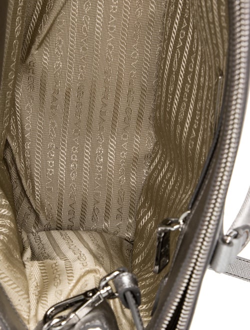 Prada Enameled Metal Triangle Galleria Double Zip Mini