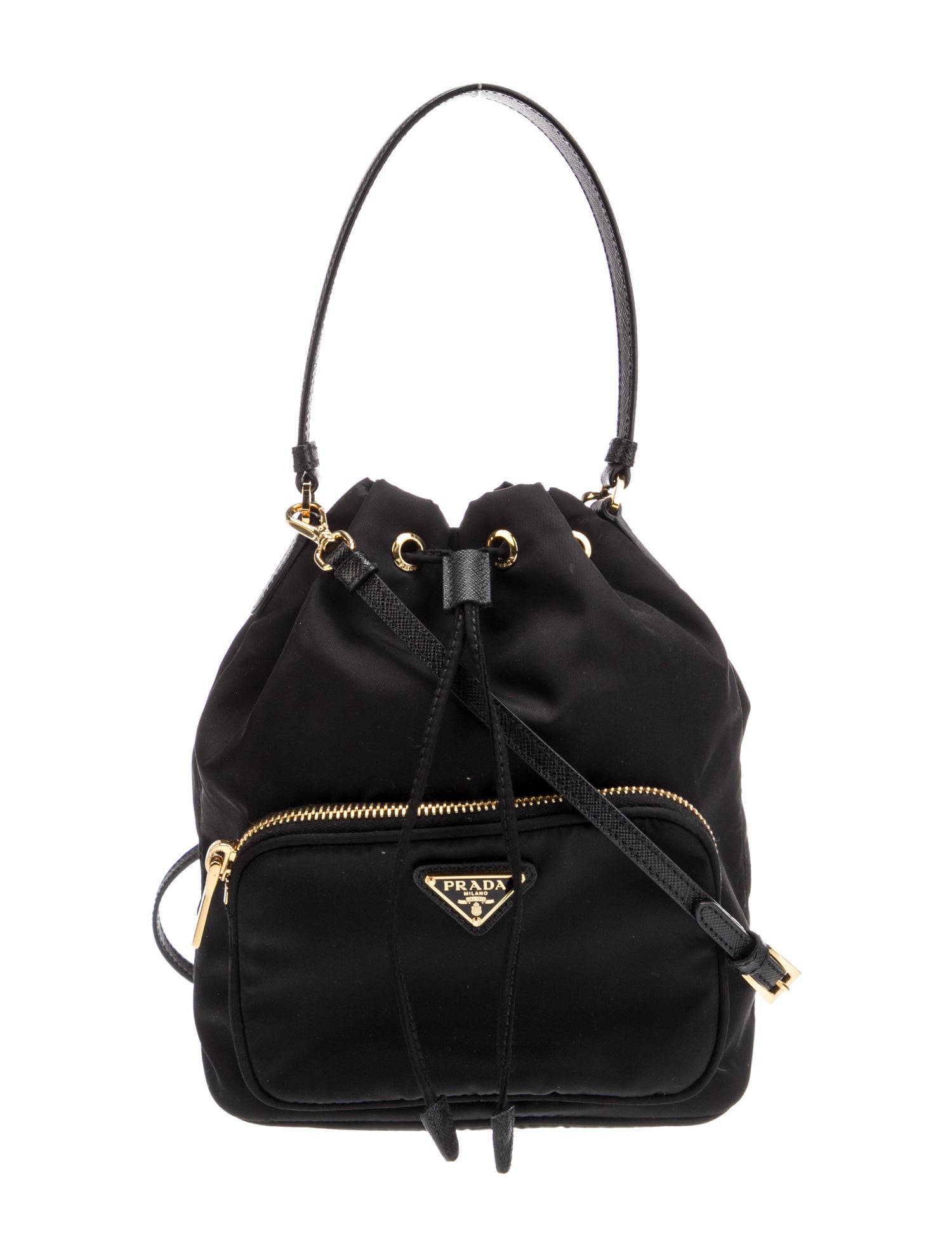 Prada Saffiano Leather Re-Nylon Duet Bucket Bag
