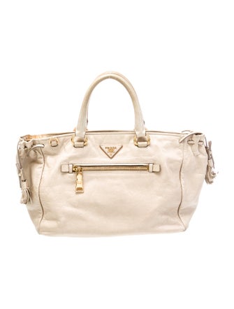 Prada Enameled Metal Triangle Top Handle Bag