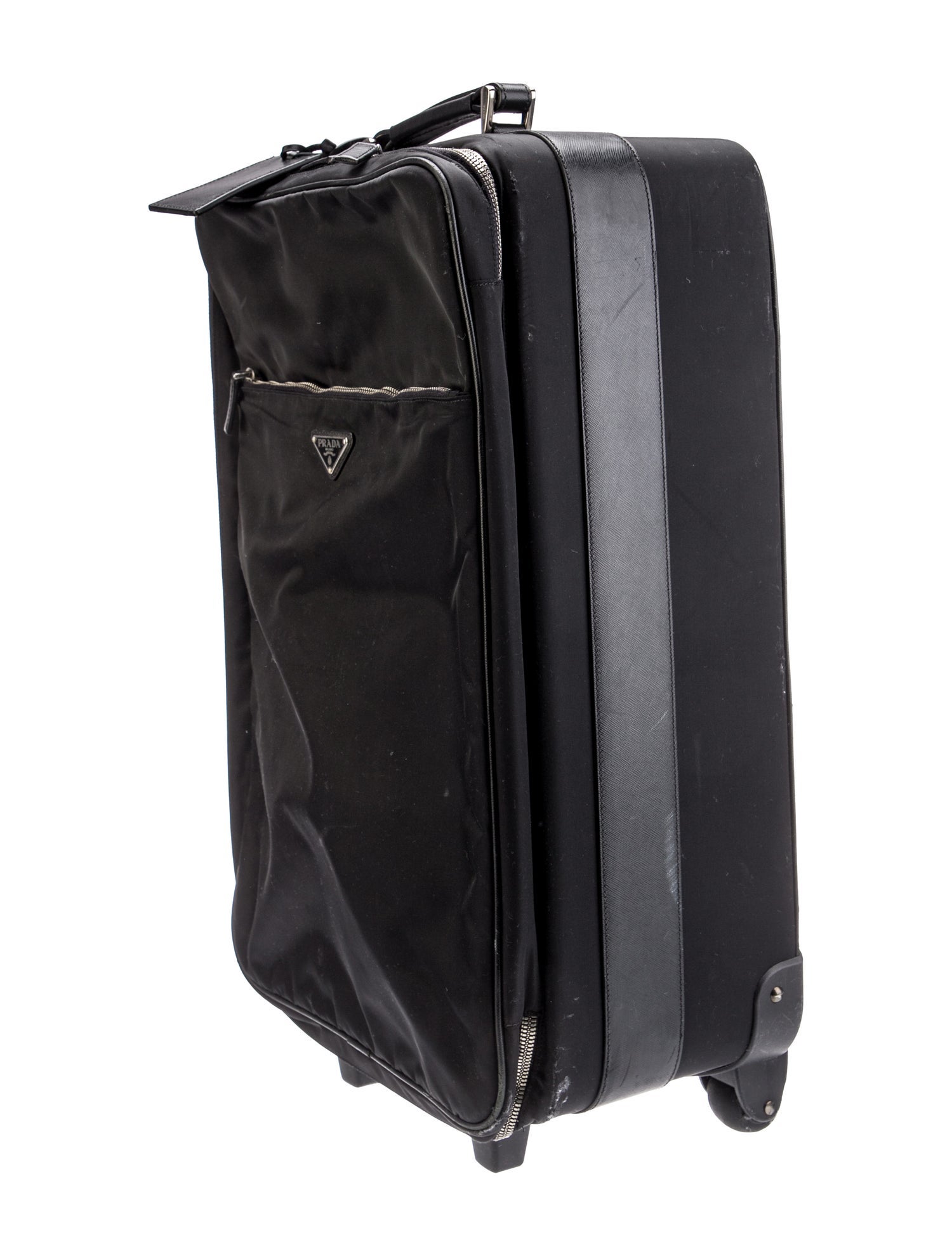 Prada Saffiano-Trimmed Tessuto Rolling Suitcase