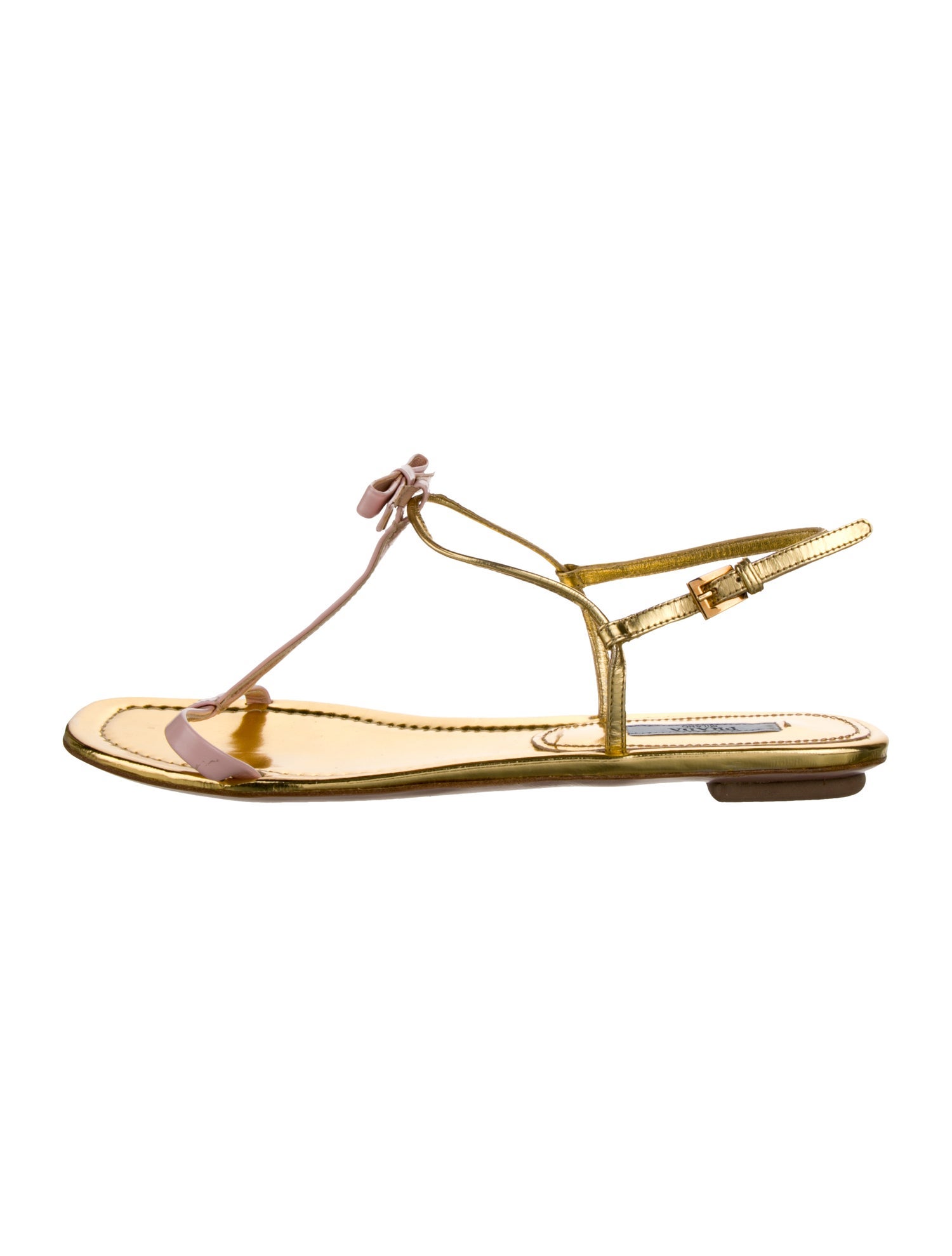 Prada Leather T-Strap Sandals