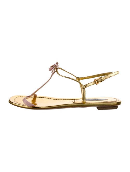 Prada Leather T-Strap Sandals