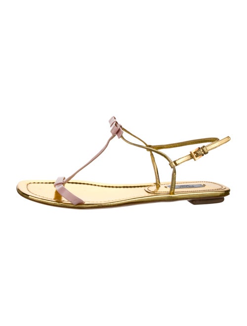 Prada Leather T-Strap Sandals