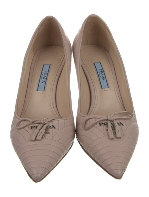 Prada Embossed Leather Bow Accents Pumps