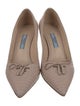 Prada Embossed Leather Bow Accents Pumps