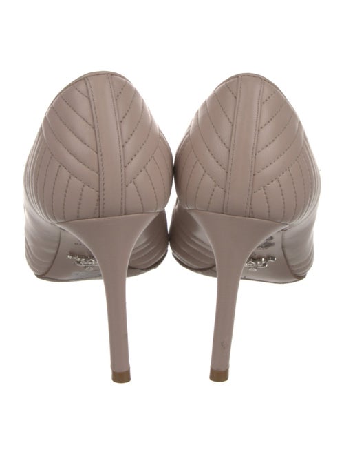 Prada Embossed Leather Bow Accents Pumps