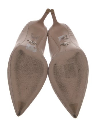 Prada Embossed Leather Bow Accents Pumps