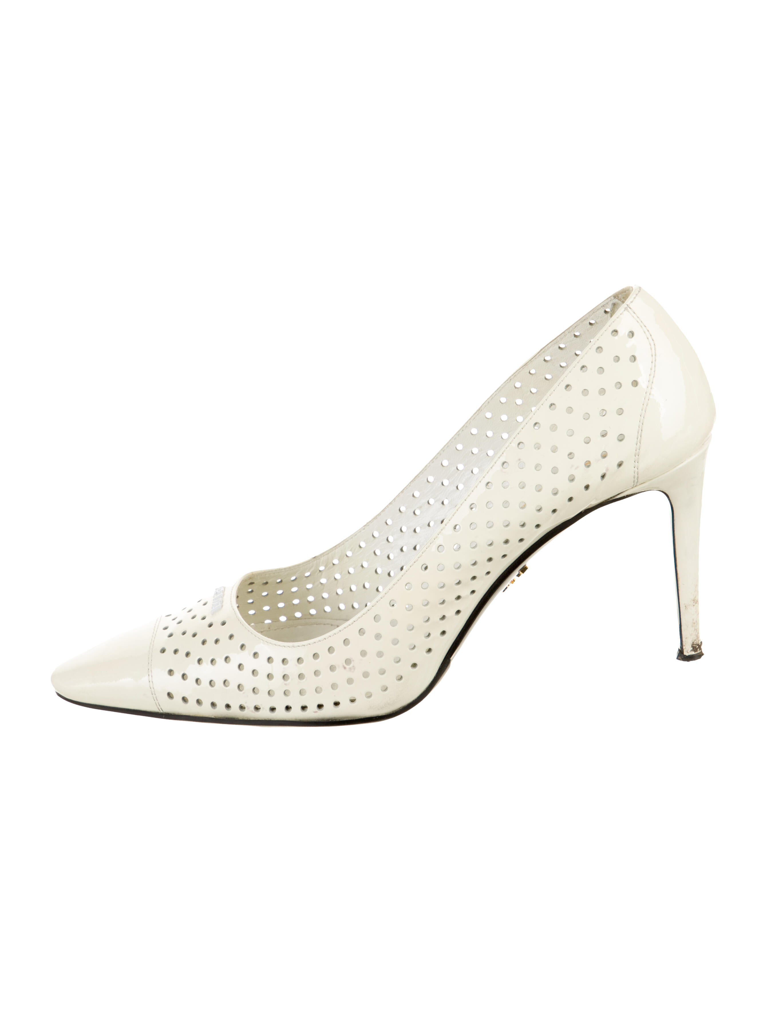 Prada Patent Leather Lasercut Accents Pumps