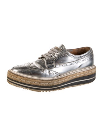 Prada Leather Eyelet Trim Oxfords