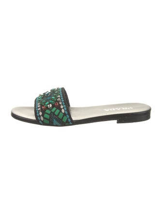 Prada Patterned Crystal Embellishments Slides