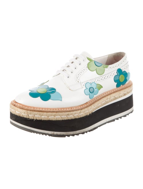 Prada Leather Floral Print Oxfords