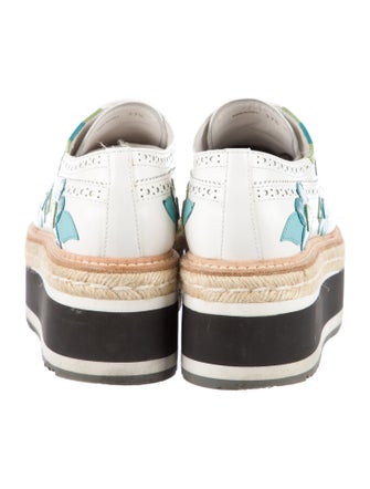 Prada Leather Floral Print Oxfords