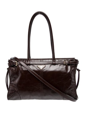 Prada Enameled Metal Triangle Bonnie Large