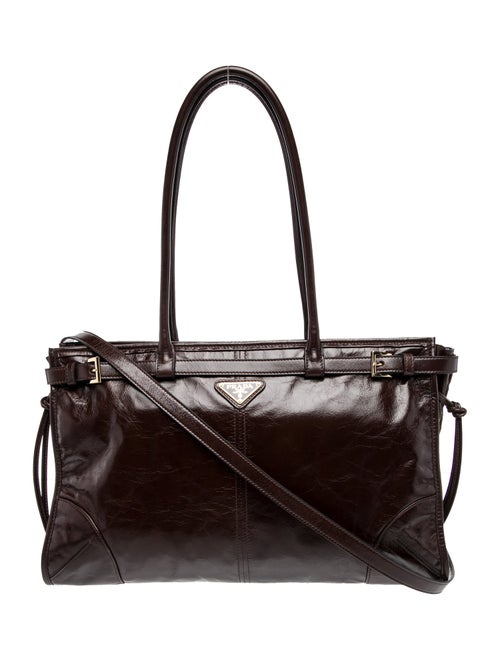 Prada Enameled Metal Triangle Bonnie Large