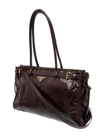 Prada Enameled Metal Triangle Bonnie Large