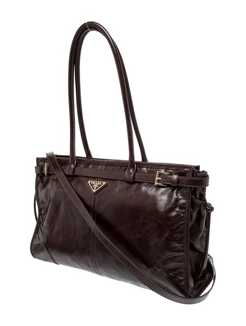 Prada Enameled Metal Triangle Bonnie Large