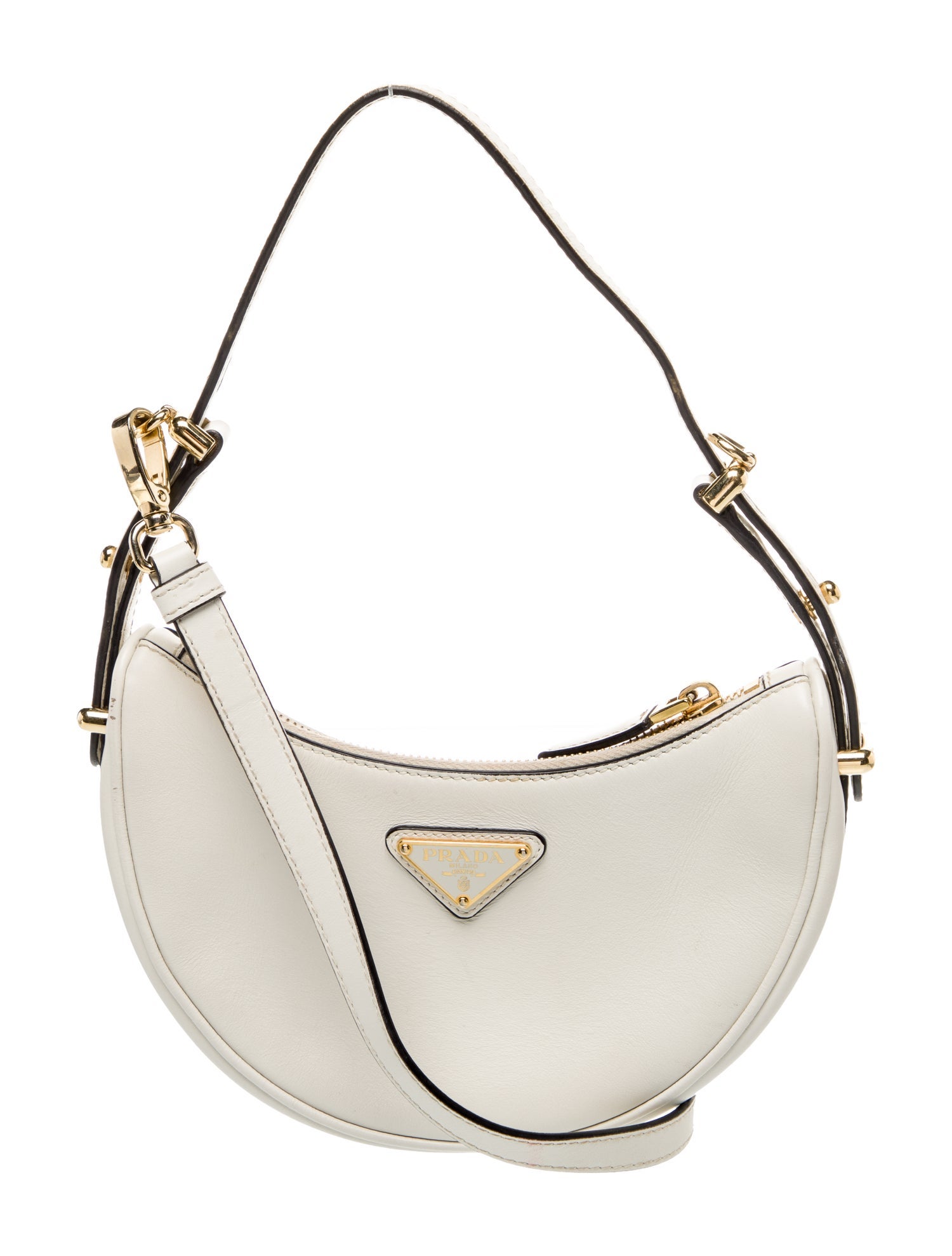 Prada Enameled Metal Triangle Arque Mini