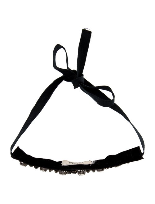 Prada Crystal & Velvet Beaded Choker