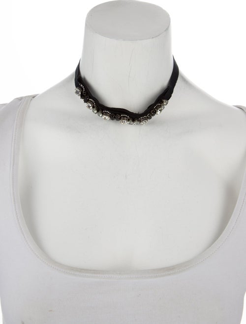 Prada Crystal & Velvet Beaded Choker