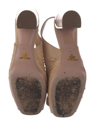 Prada Leather Bow Accents Slingback Pumps