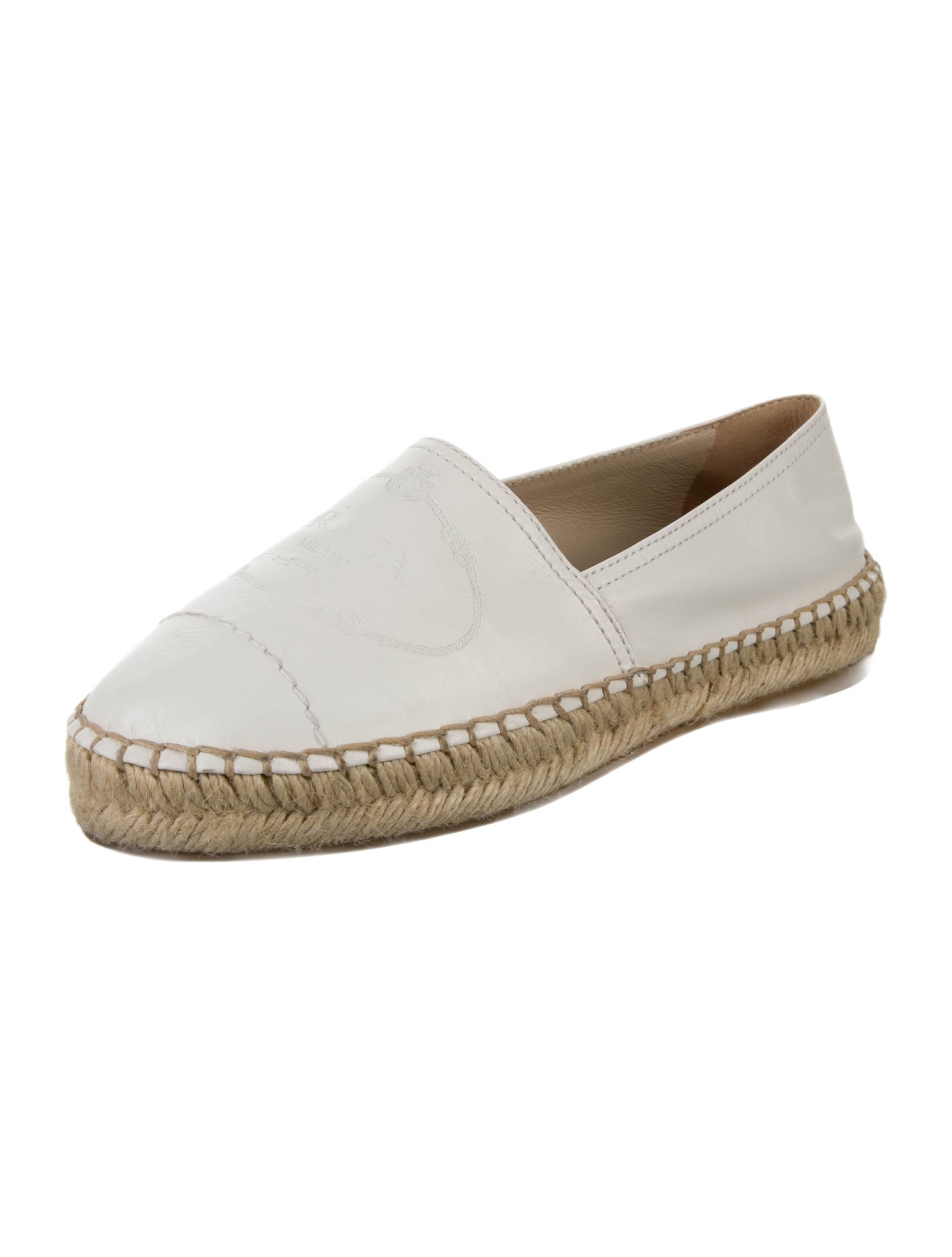 Prada Leather Whipstitch Trim Espadrilles