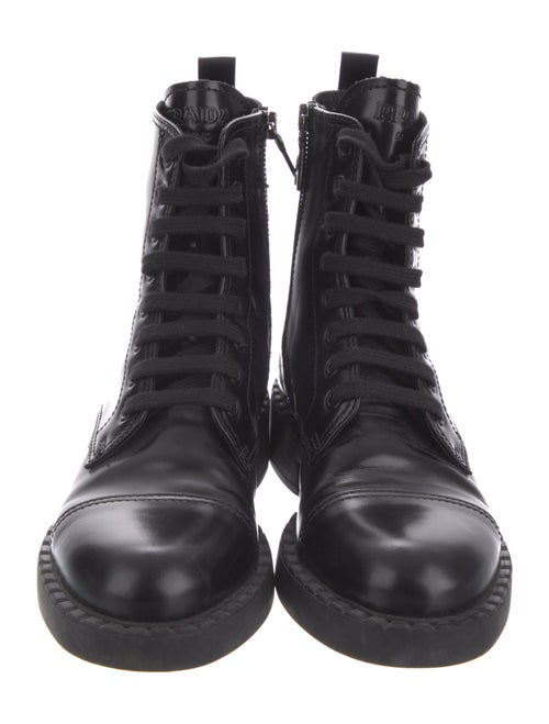 Prada Leather Printed Combat Boots