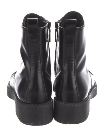 Prada Leather Printed Combat Boots