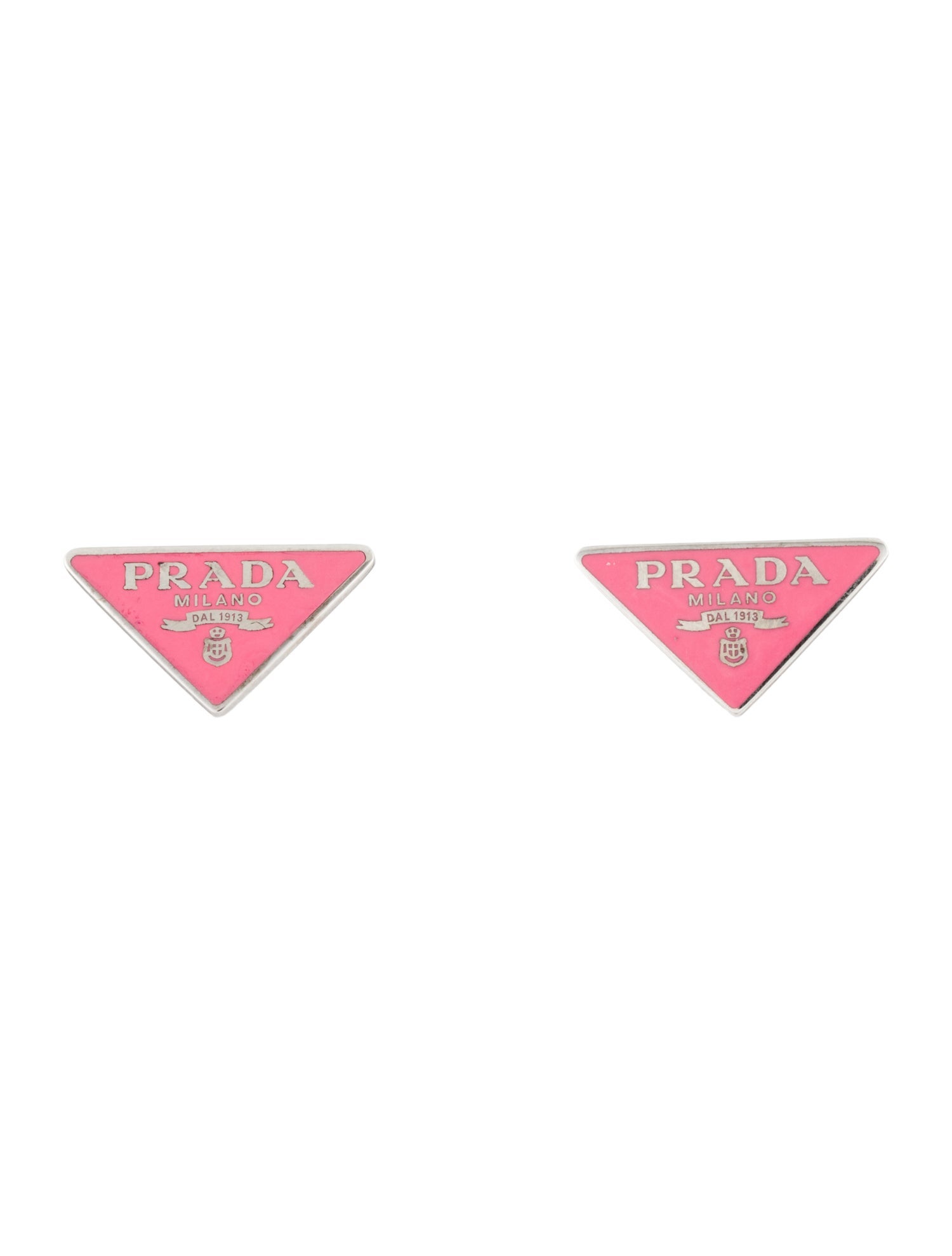 Prada Enamel Triangle Stud Earrings