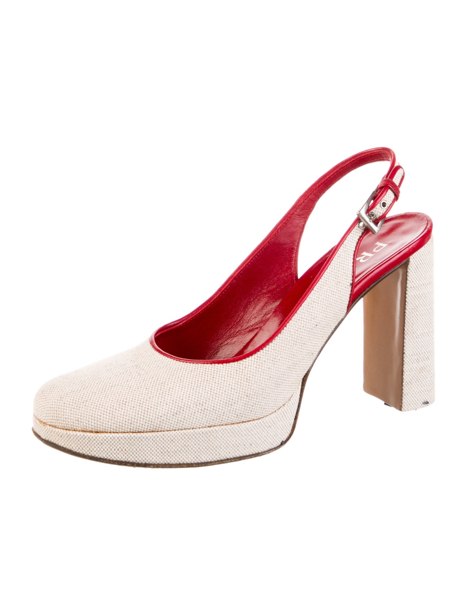 Prada Canvas Slingback Pumps