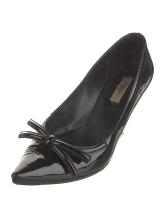 Prada Patent Leather Bow Accents Pumps