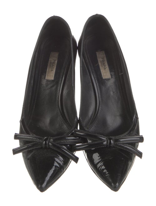 Prada Patent Leather Bow Accents Pumps