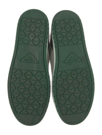 Prada Enameled Metal Triangle Leather Sneakers