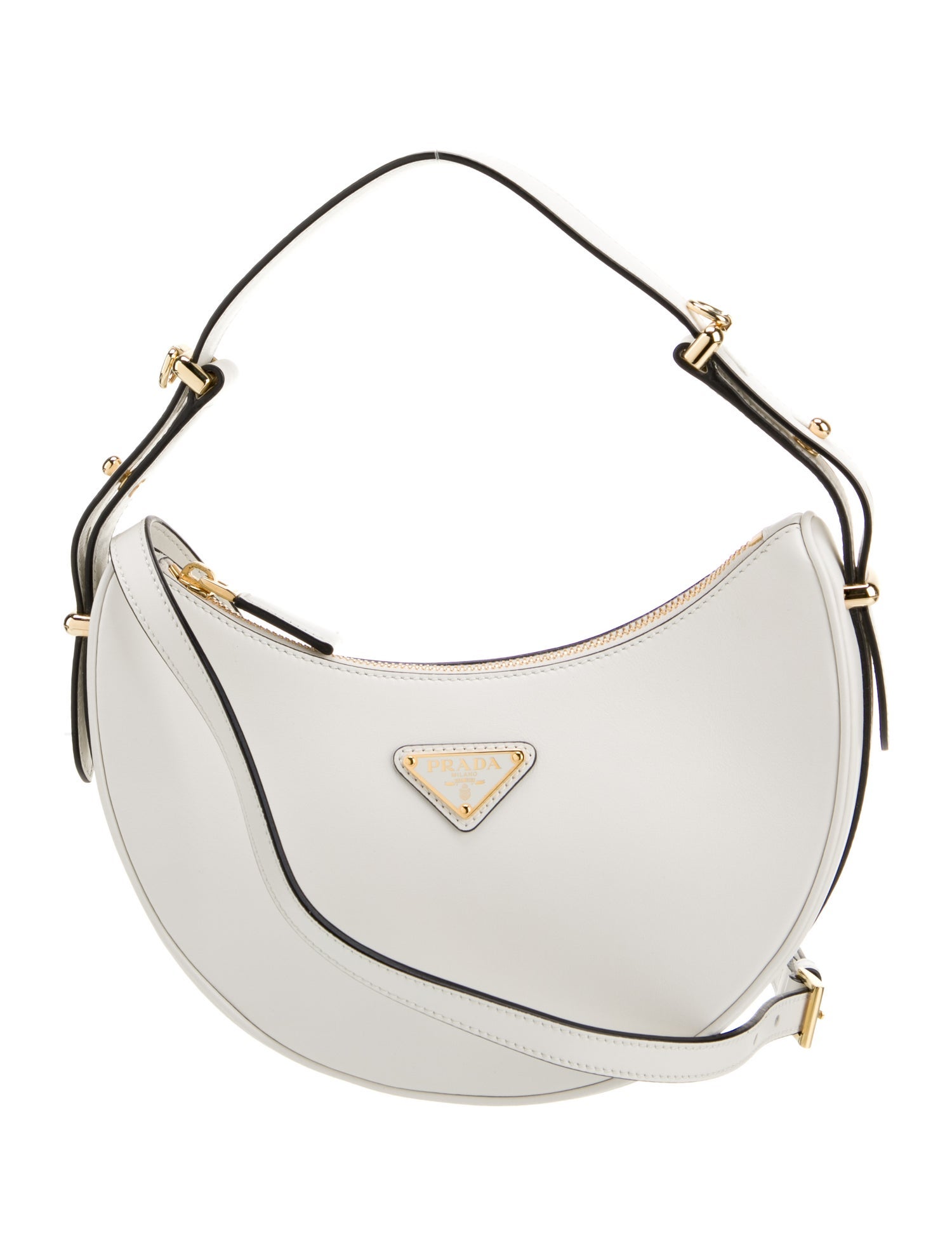 Prada Enameled Metal Triangle Arque Small
