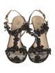 Prada Patent Leather Leather Trim Embellishment T-Strap Sandals