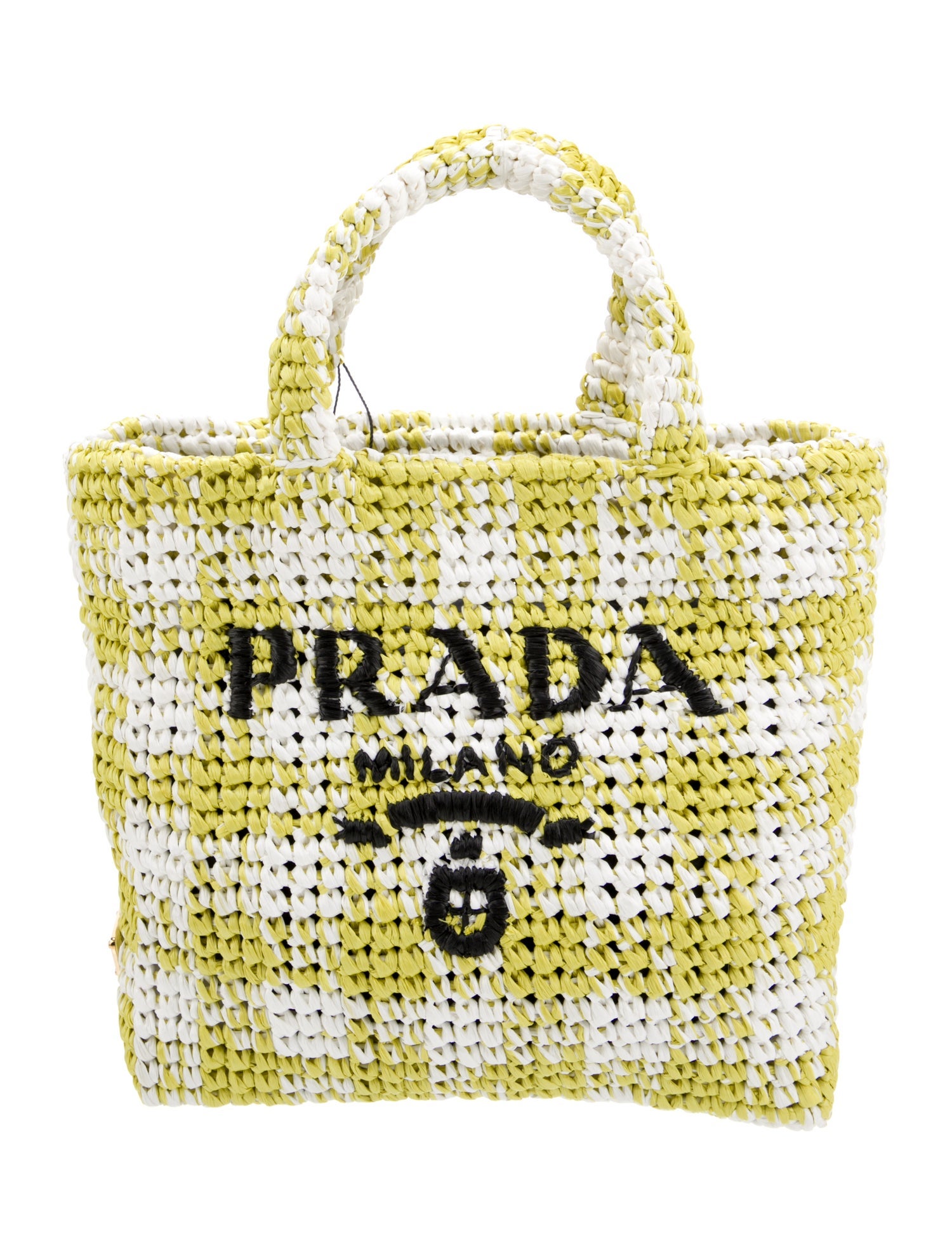 Prada Enameled Metal Triangle Logo Tote
