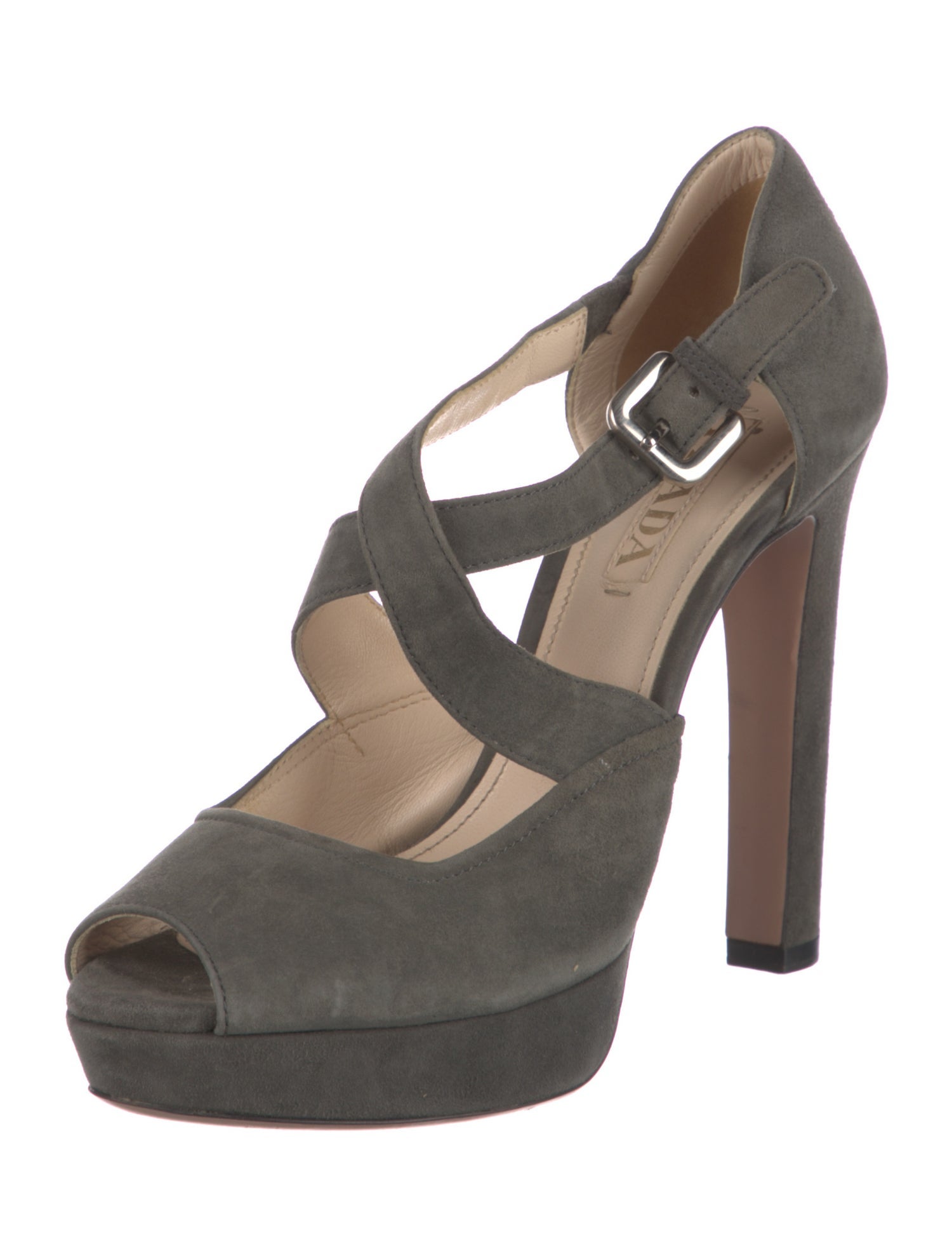 Prada Suede Cutout Accent Pumps