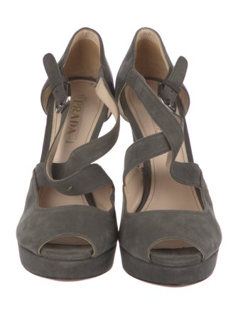 Prada Suede Cutout Accent Pumps